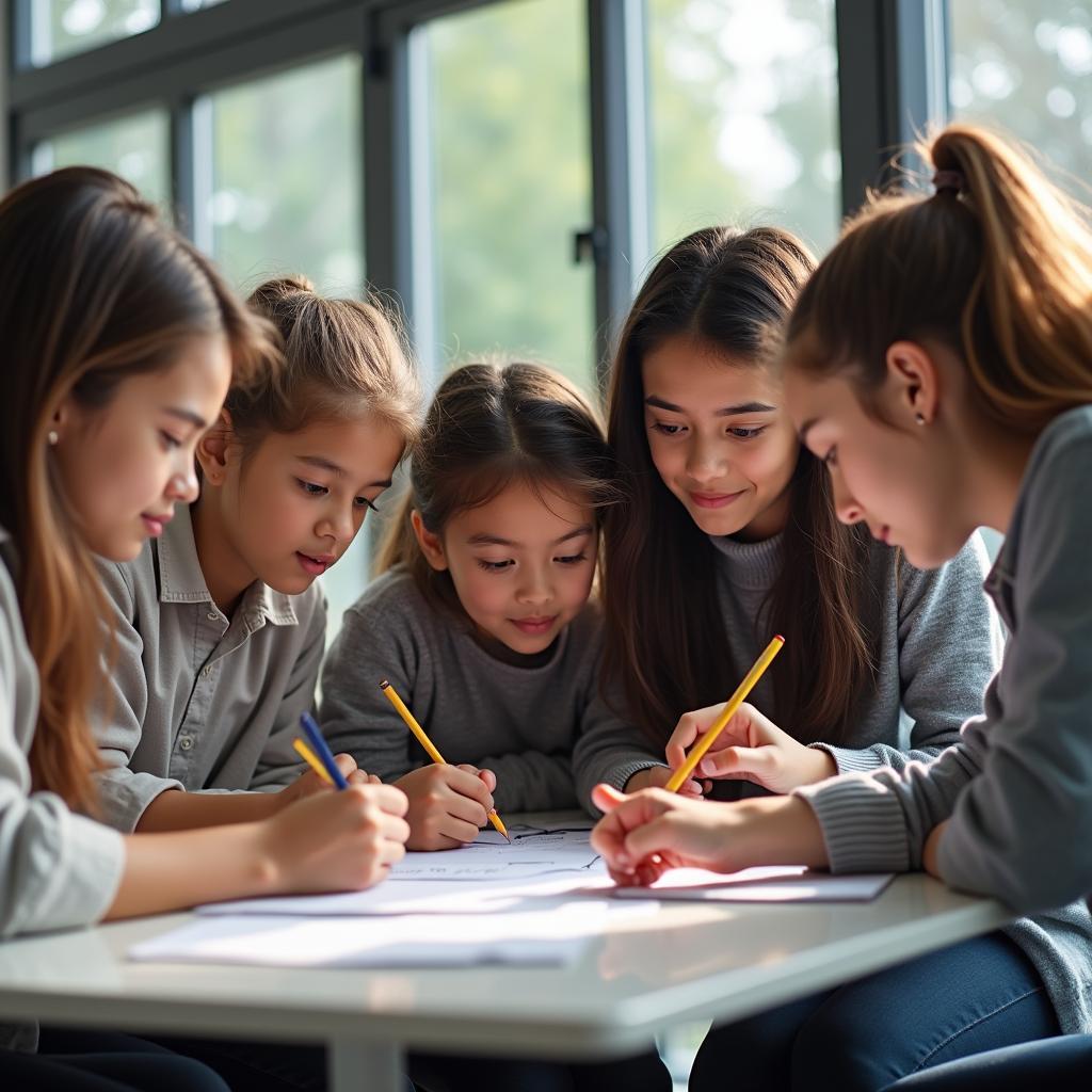 Students participating in cultural exchange programs showing global collaboration