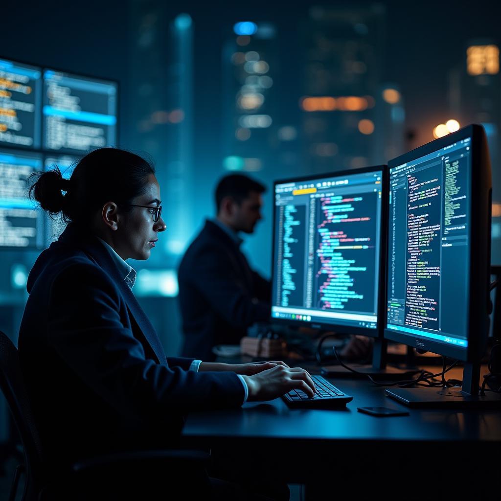 Digital forensics experts analyzing cybercrime evidence