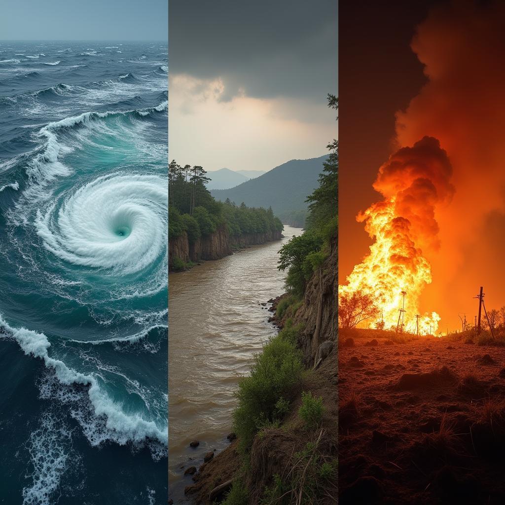 Extreme weather events like floods and storms showcasing the devastating impacts of ongoing climate change.