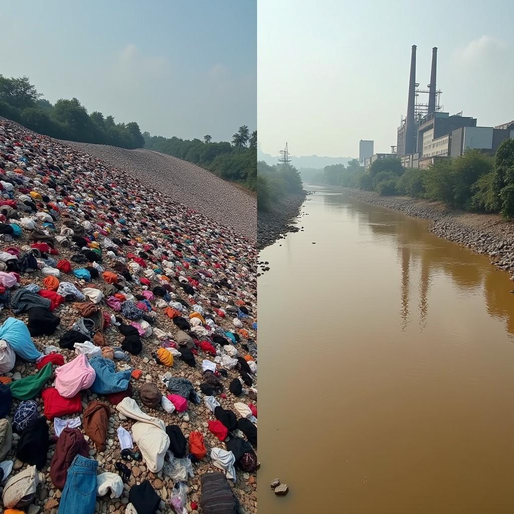 Environmental devastation by fast fashion: textile waste mountains and polluted water from dyeing processes