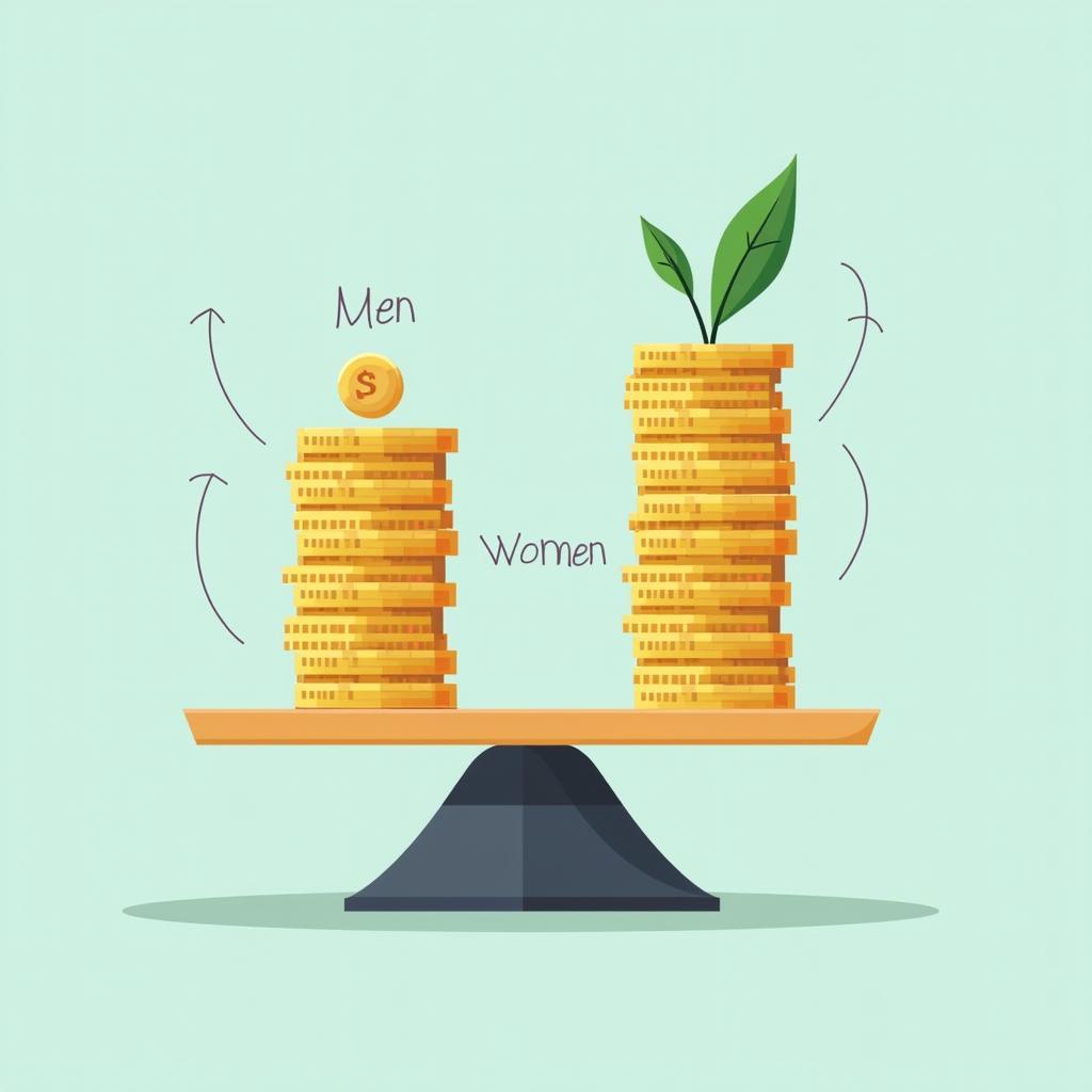 Visualizing the gender pay gap: women earn less than men, reflecting global economic workforce inequality.