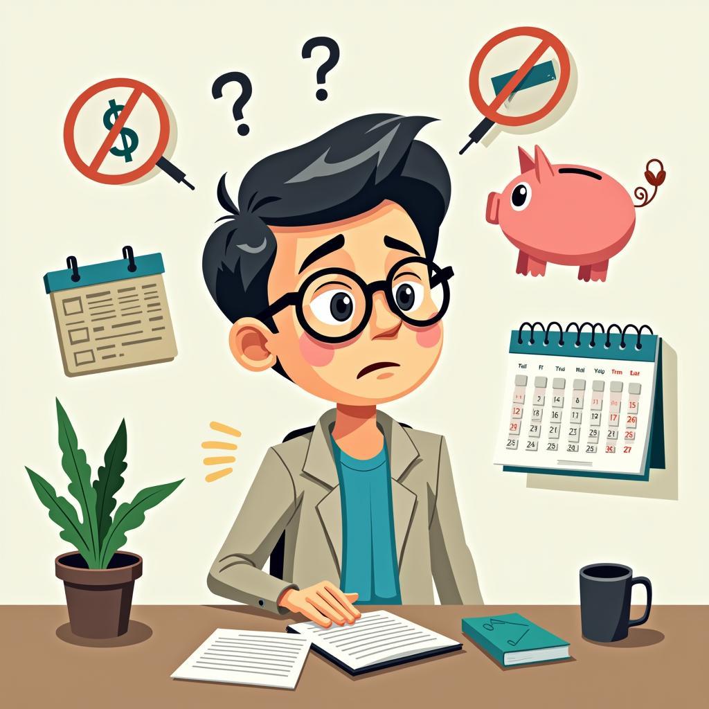 Stressed gig worker faces job insecurity, lack of benefits like health insurance, and financial instability