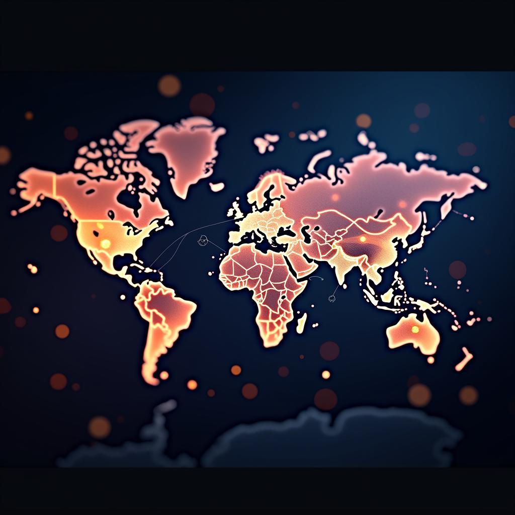 Conceptual image of global e-commerce market reach and personalized shopping experiences through data analytics technology.