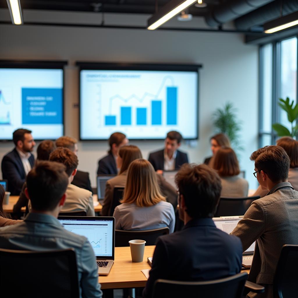 Professional development session in multinational company office