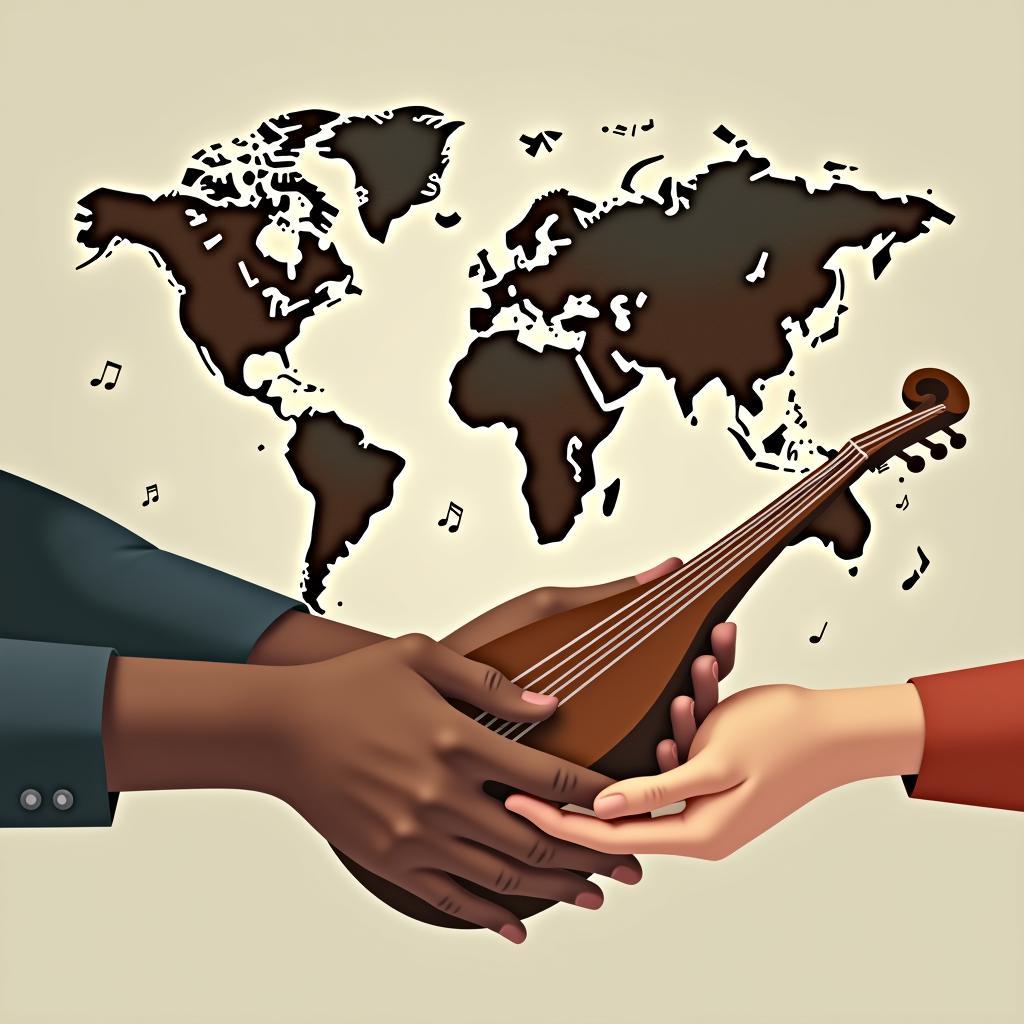 Glocal music education concept blending local cultural traditions with global musical influences for students.