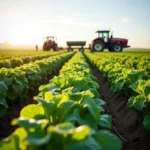 Genetically modified crops growing in modern agricultural field