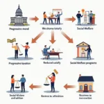 Government policies aimed at reducing economic inequality through various interventions