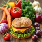 Comparison between healthy food choices and fast food options