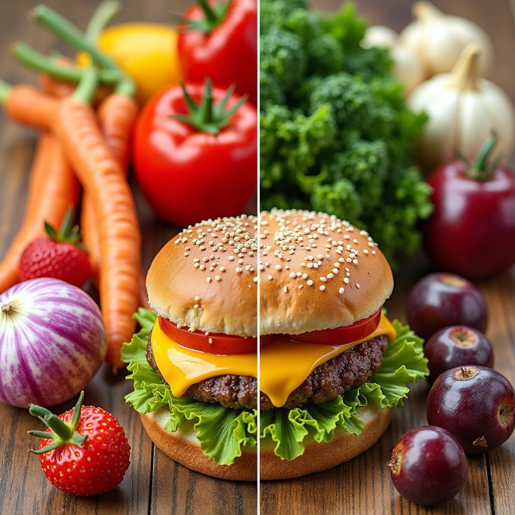 Comparison between healthy food choices and fast food options
