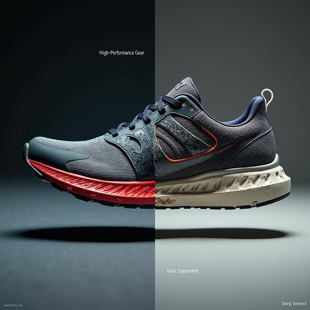 Visual comparison illustrating the difference between advanced high-performance gear and standard basic equipment