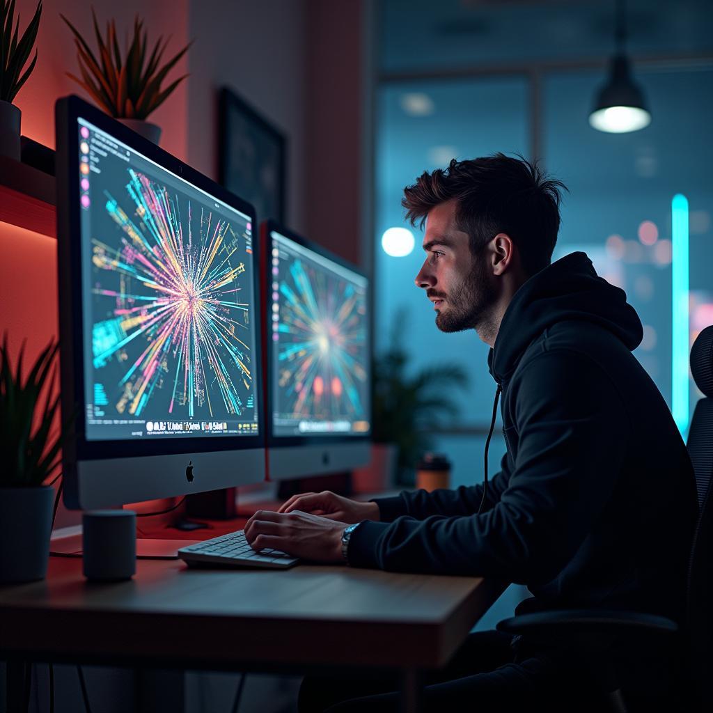 Human artists collaborating with AI tools in creative process