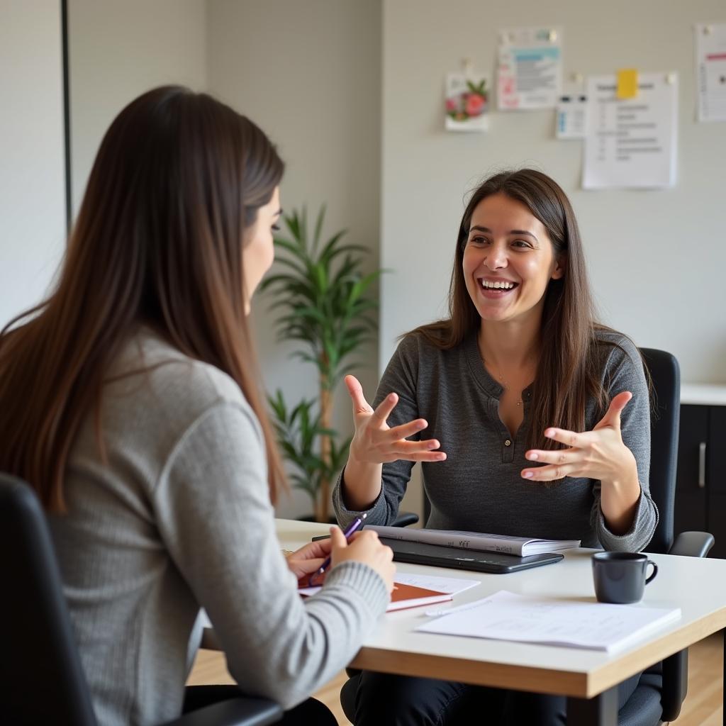 Candidate enthusiastically discussing music preferences during IELTS Speaking Part 1 interview