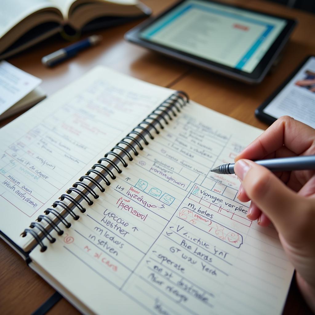 Student studying expanding vocabulary for IELTS speaking test notes digital resources