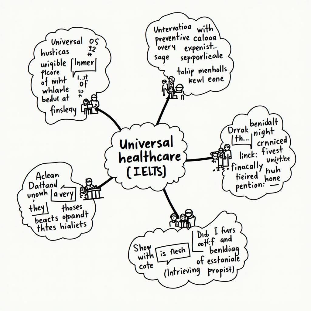 Study aid graphic featuring key IELTS vocabulary for healthcare discussions, useful for test preparation.