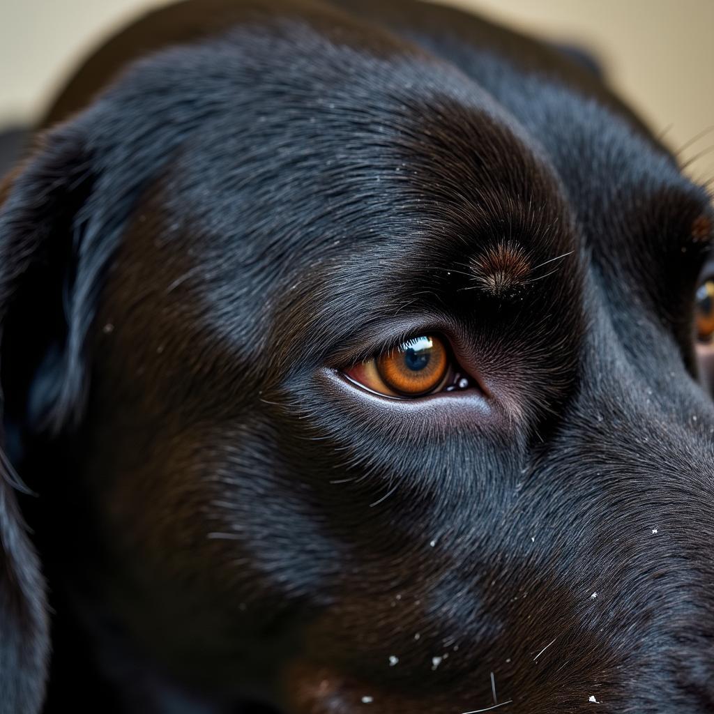 Dog's fur showing signs of dryness and flakiness due to harsh shampoo or over-bathing, indicating improper grooming