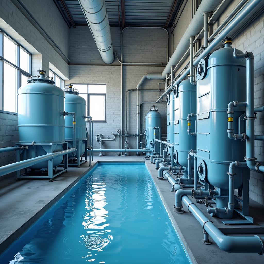 Industrial closed-loop water system with advanced purification technology effectively recycling and reusing all wastewater.