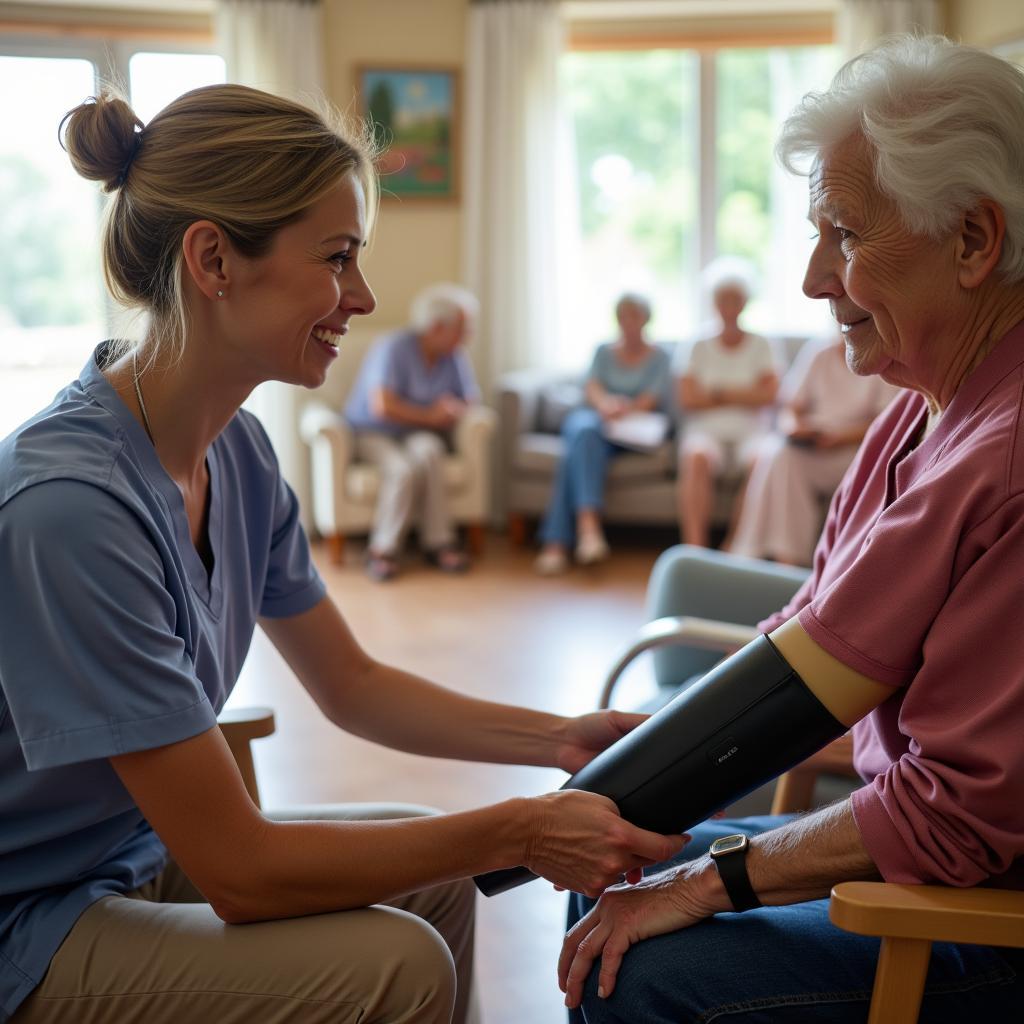 Local healthcare worker providing basic health services to community members
