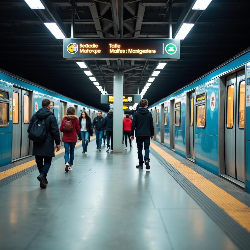 Modern public transportation system showing environmental and social benefits