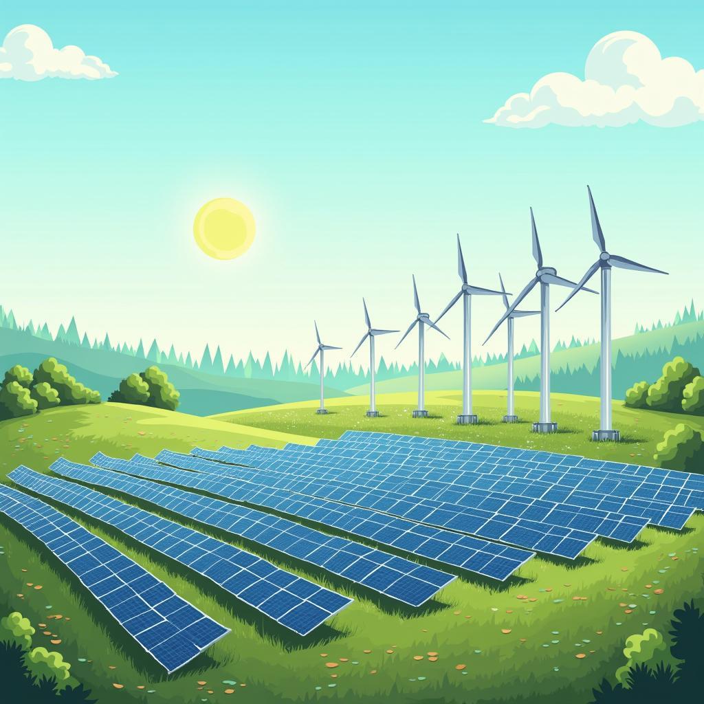 Public investment in renewable energy technologies like solar and wind power fostering sustainable development and innovation.