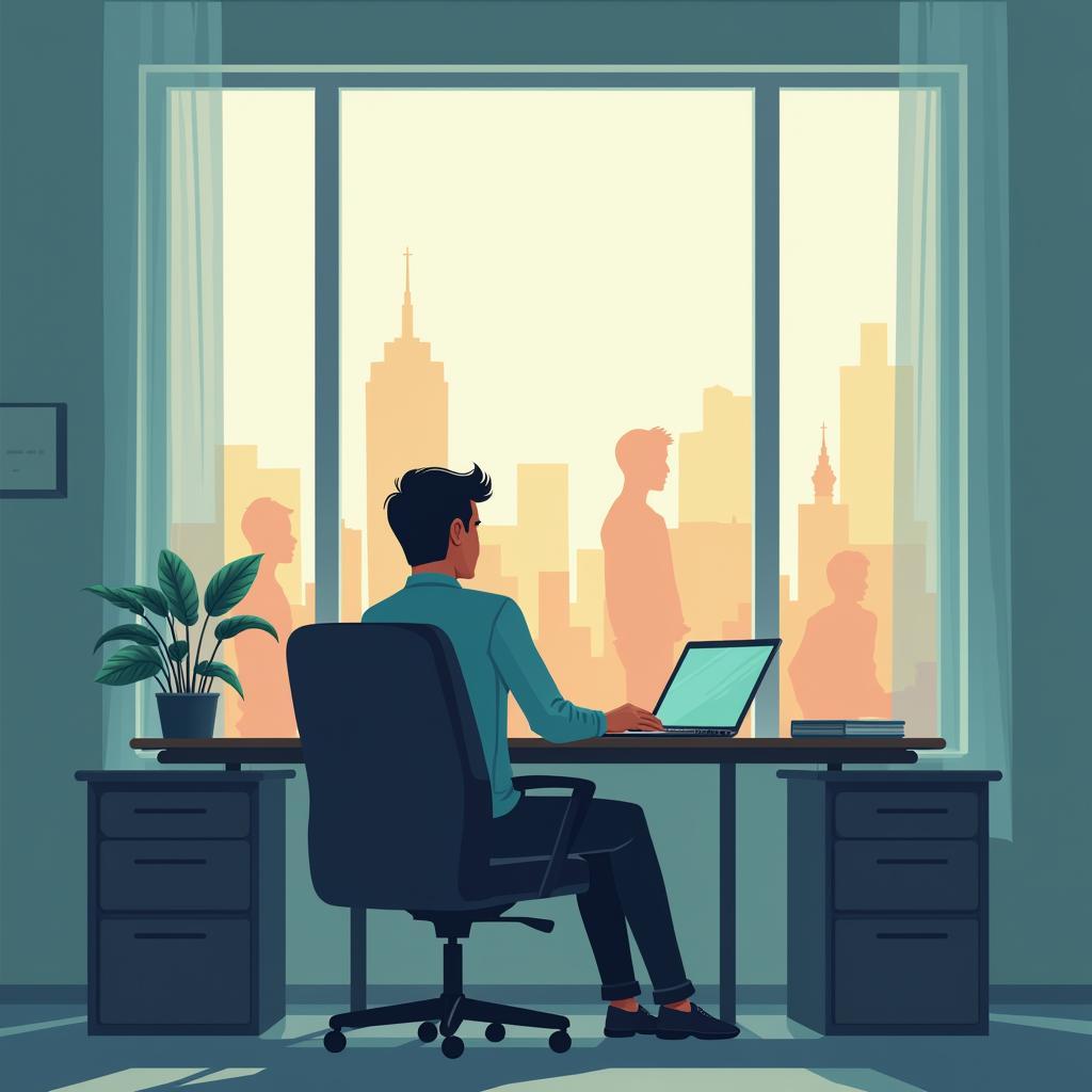 Remote worker feeling isolated at home laptop, missing crucial office social interactions and team connection.