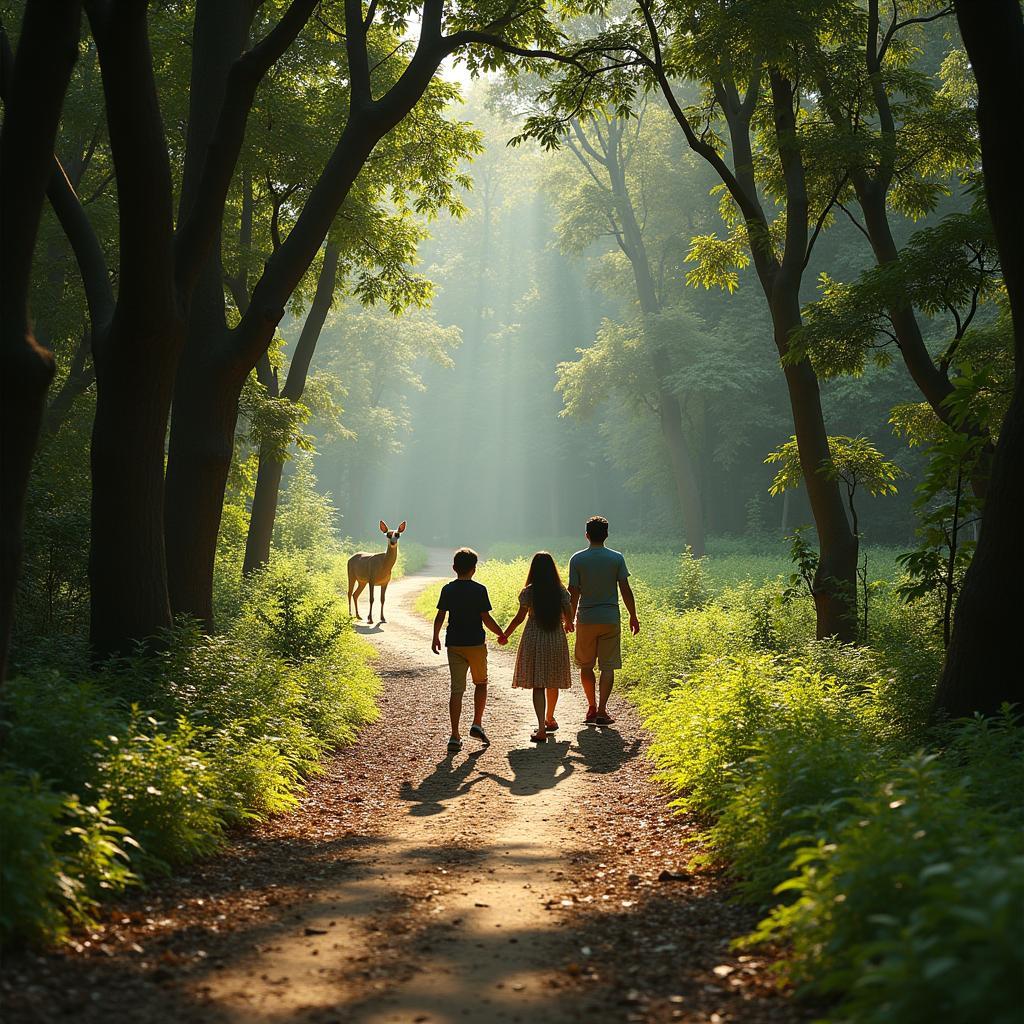Visitors enjoying nature walks and spotting wildlife in Sanjay Gandhi National Park, Mumbai's green lung
