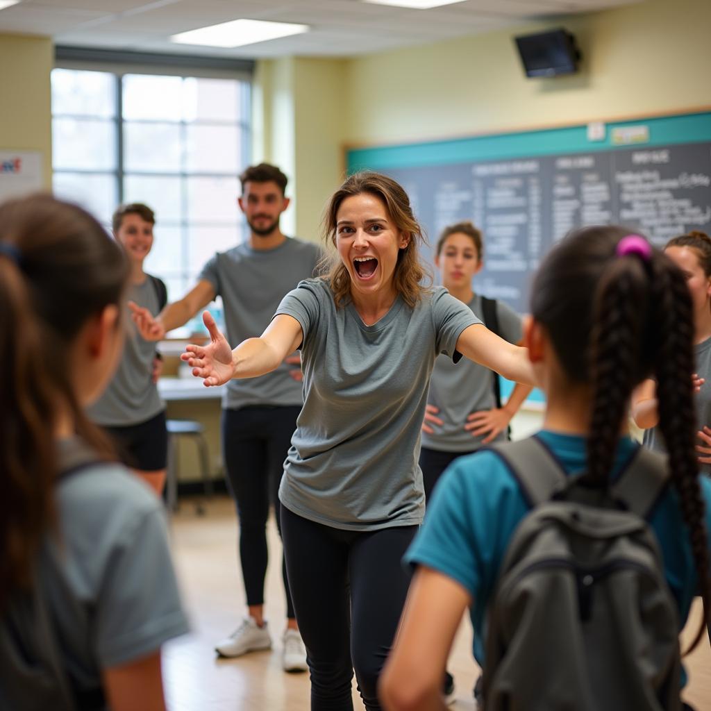 Students participating in physical education class at school