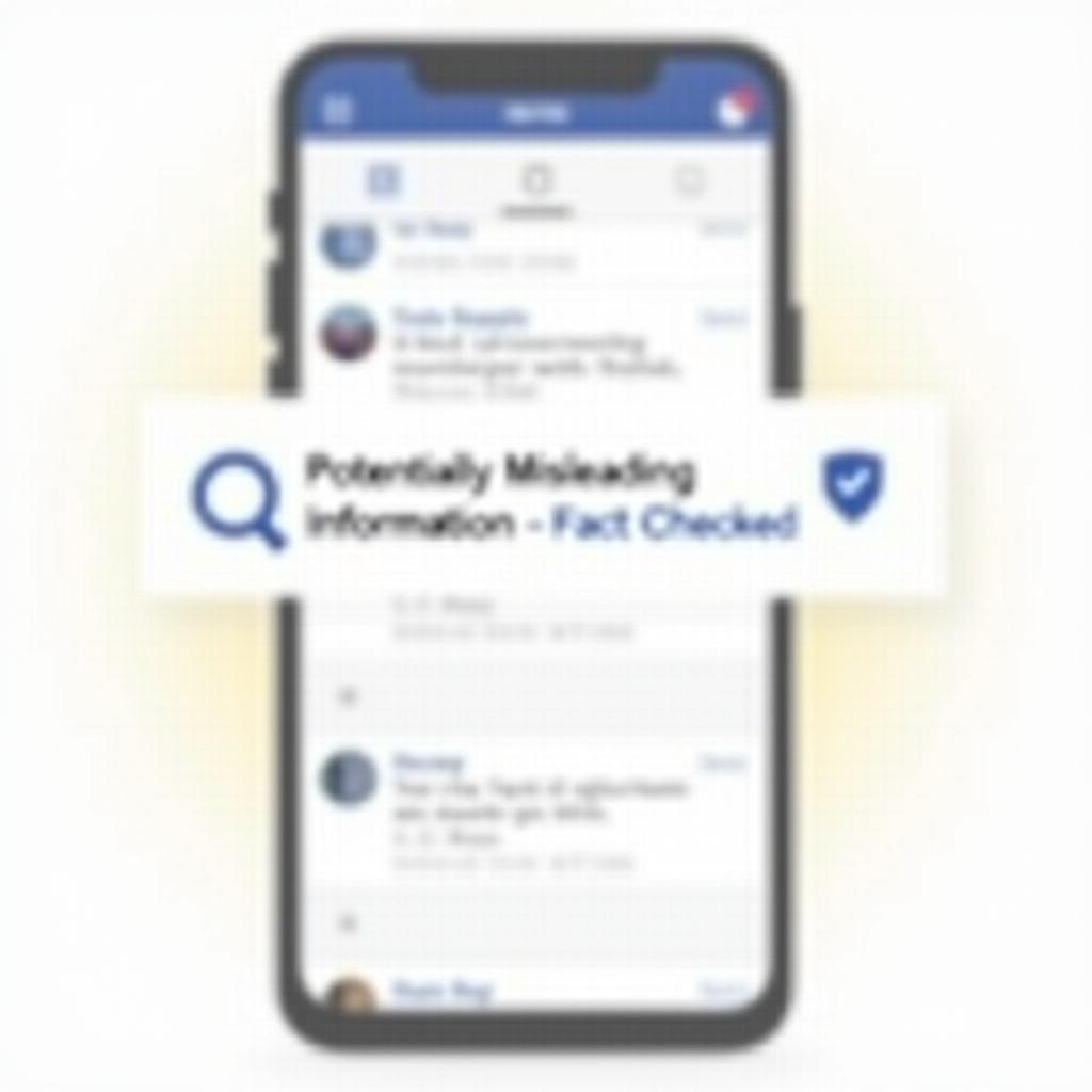 Smartphone screen: social media post clearly flagged by fact-checkers, indicating content moderation against fake news.
