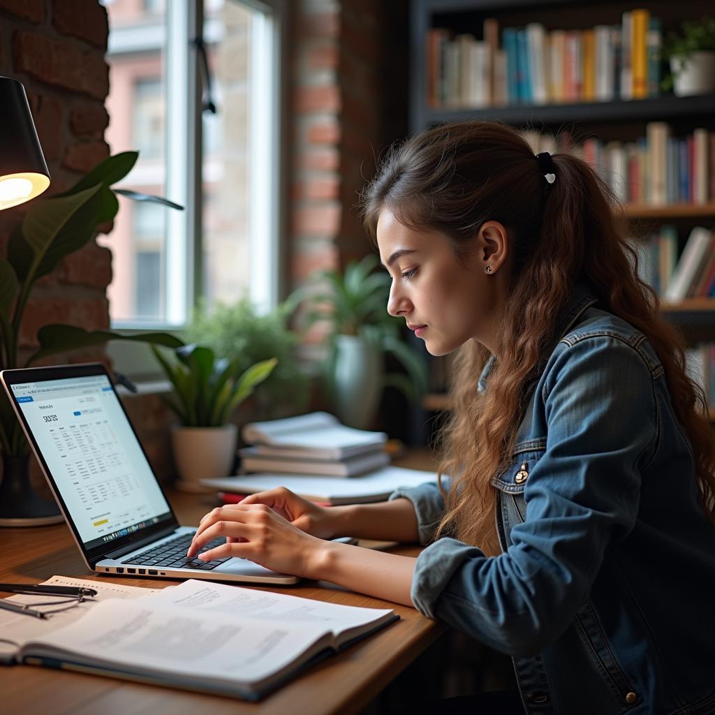 University student effectively managing a busy study workload with a detailed schedule and organized desk during final semester.