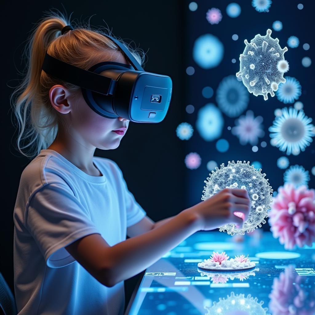 Student engaging with virtual reality educational content