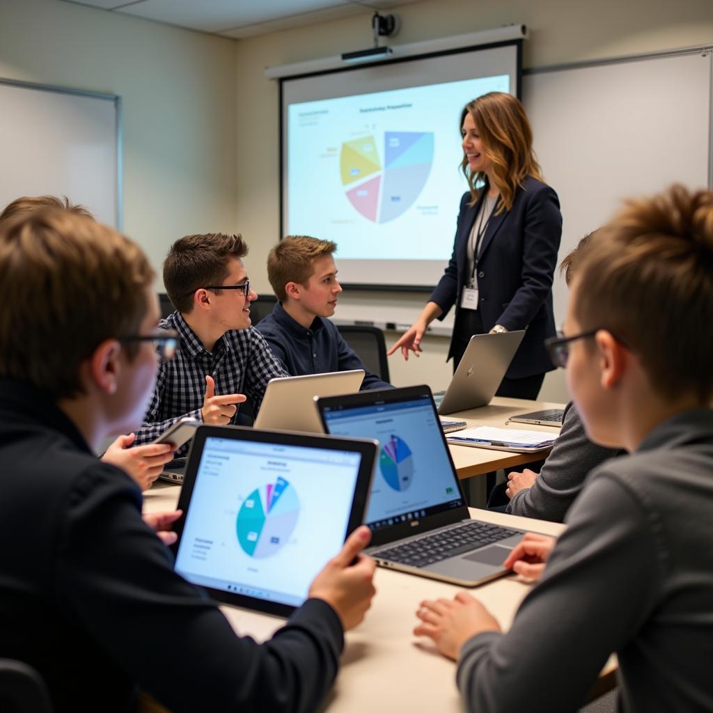 Students engaging with AI-powered educational tools