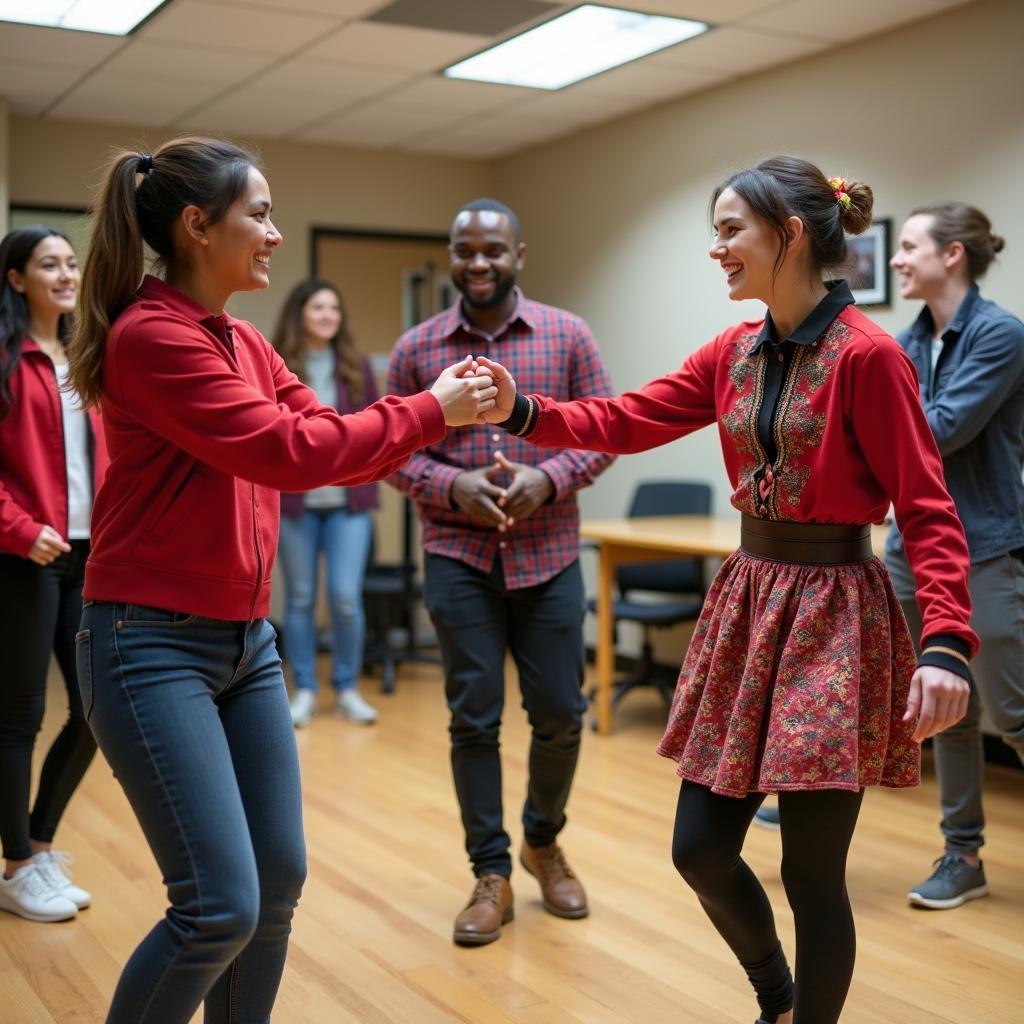 Students participating in traditional cultural activities