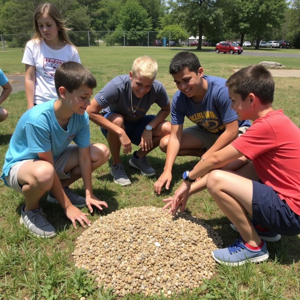 Students working on community projects with local mentors