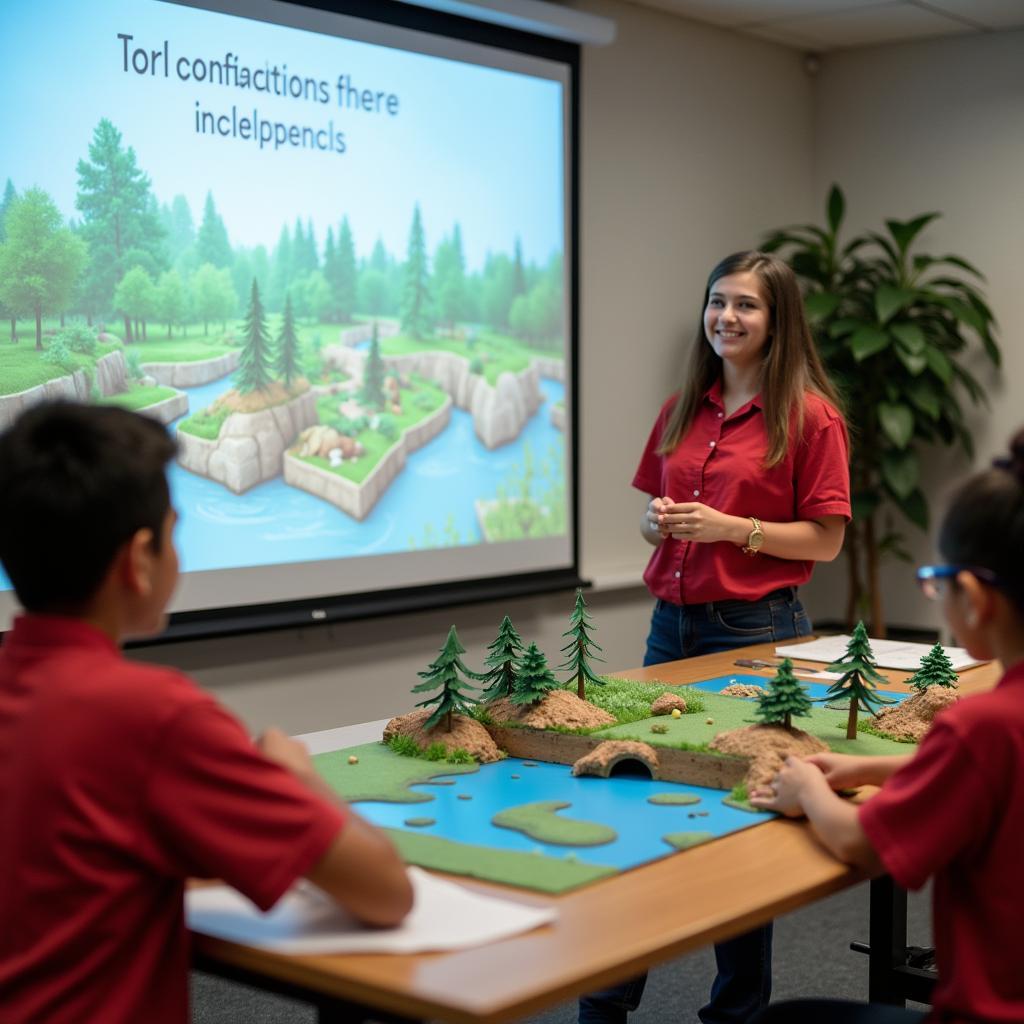 Students presenting environmental conservation project