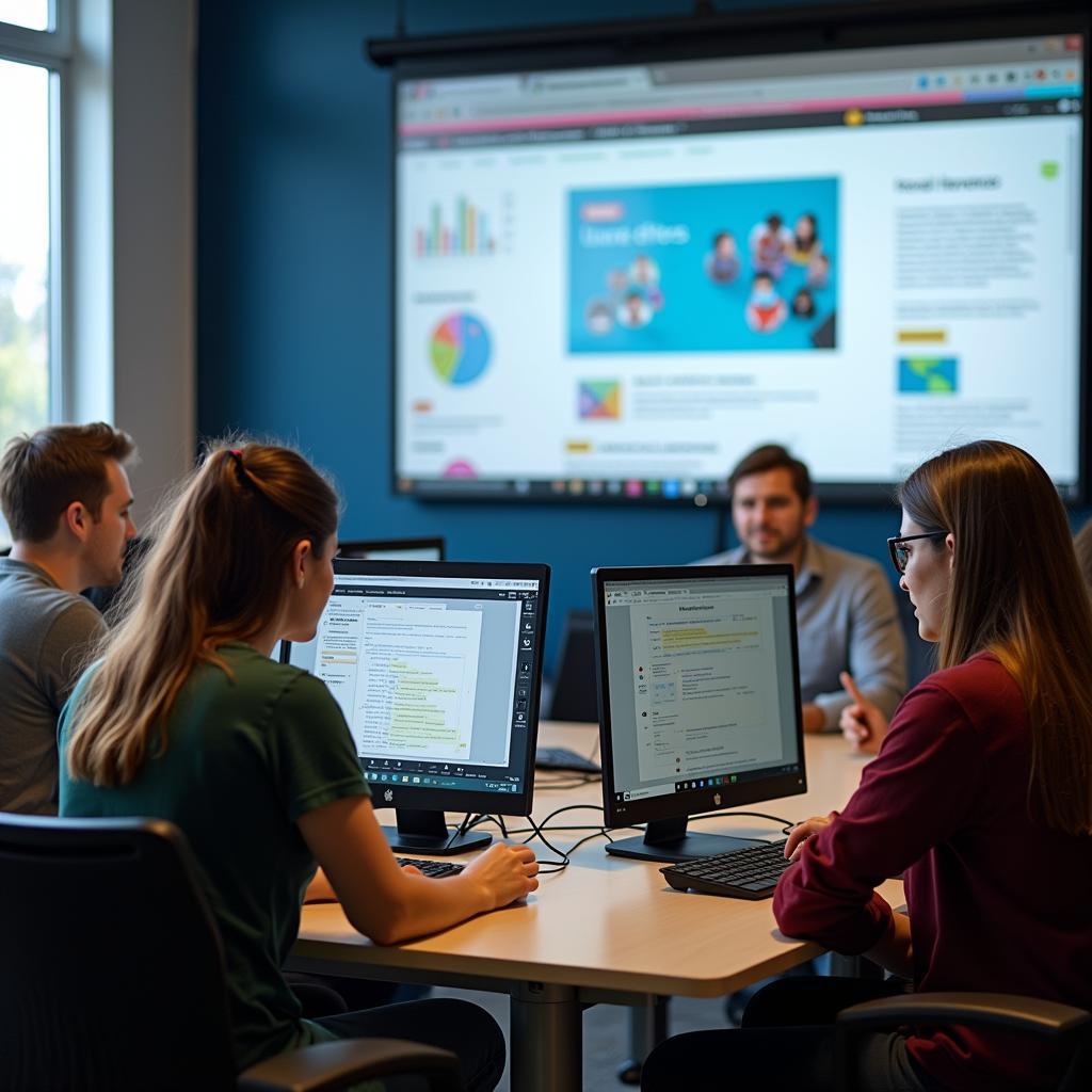 Students engaging with digital ethics through practical exercises