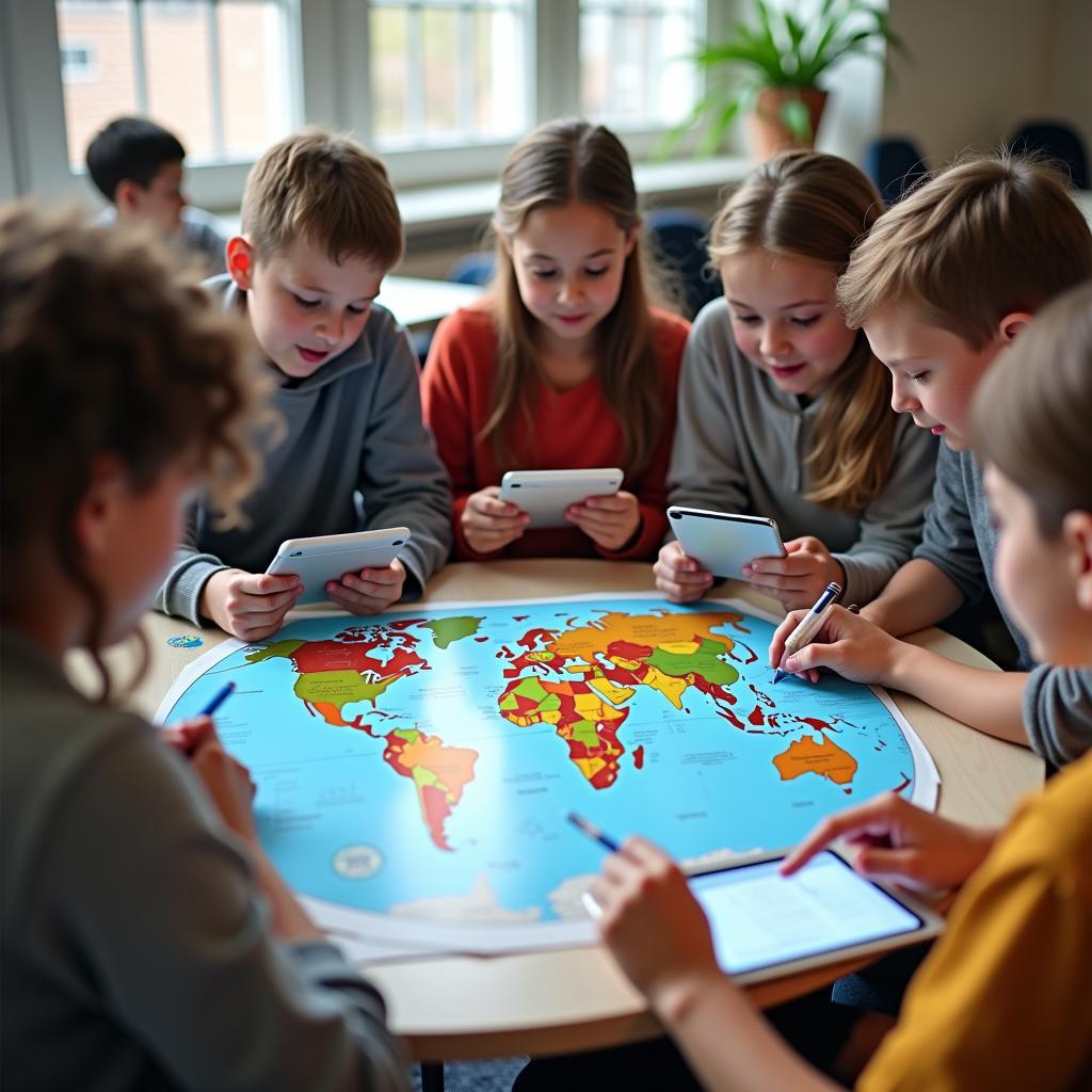 Students engaged in global awareness activities