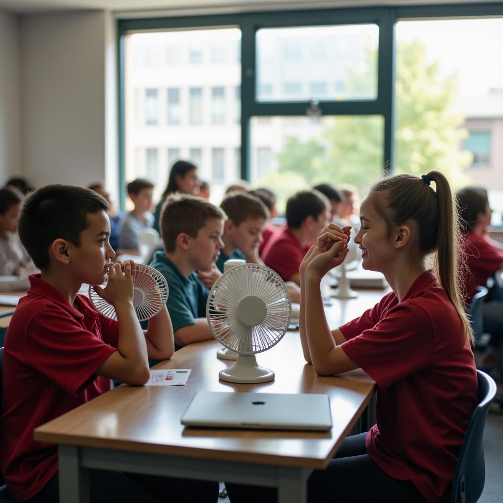 Students attempting to learn despite challenging climate conditions