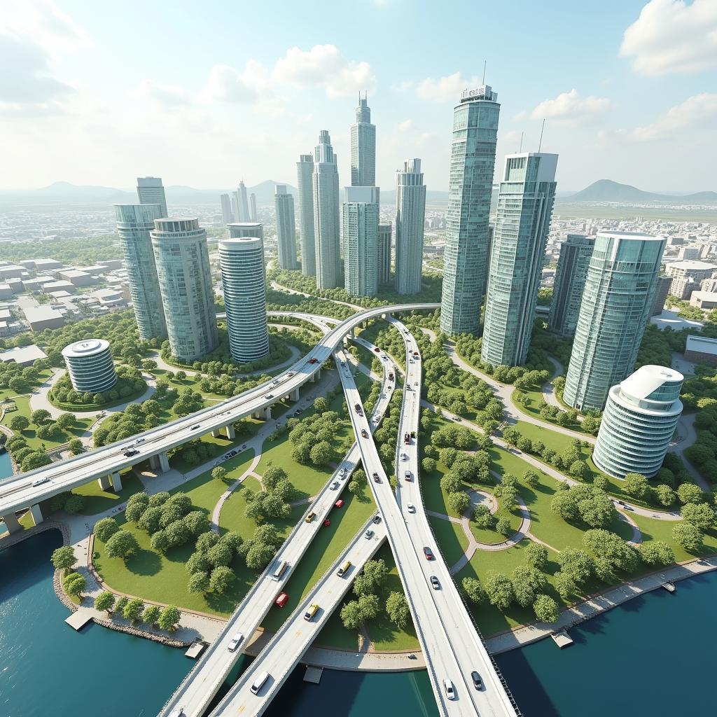 Sustainable urban planning concept showing modern city design
