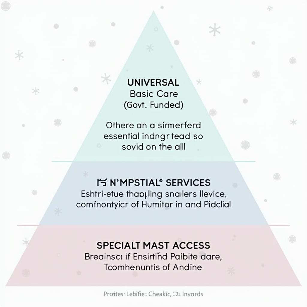 Diagram: balanced tiered healthcare, basic public coverage with optional private insurance.