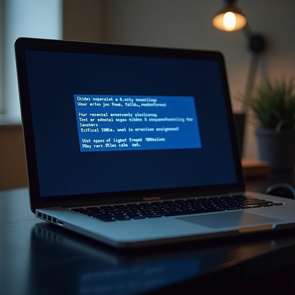 Crashed laptop screen showing error, symbolizing a university student's significant academic setback and data loss.