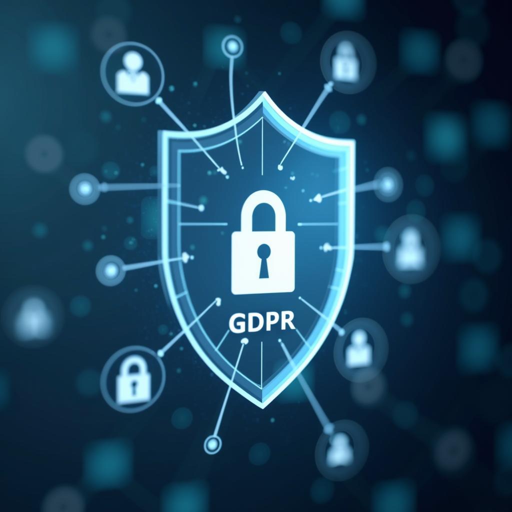 Concept of user data privacy and security ensured by government regulations like GDPR for tech companies.
