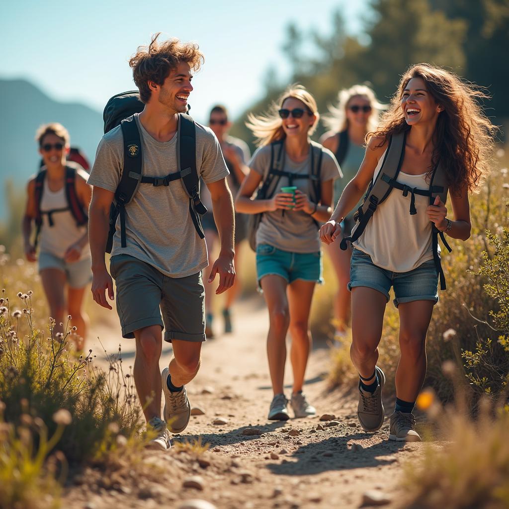 Diverse young adults joyfully traveling and socializing, prioritizing youth experiences over early financial planning.