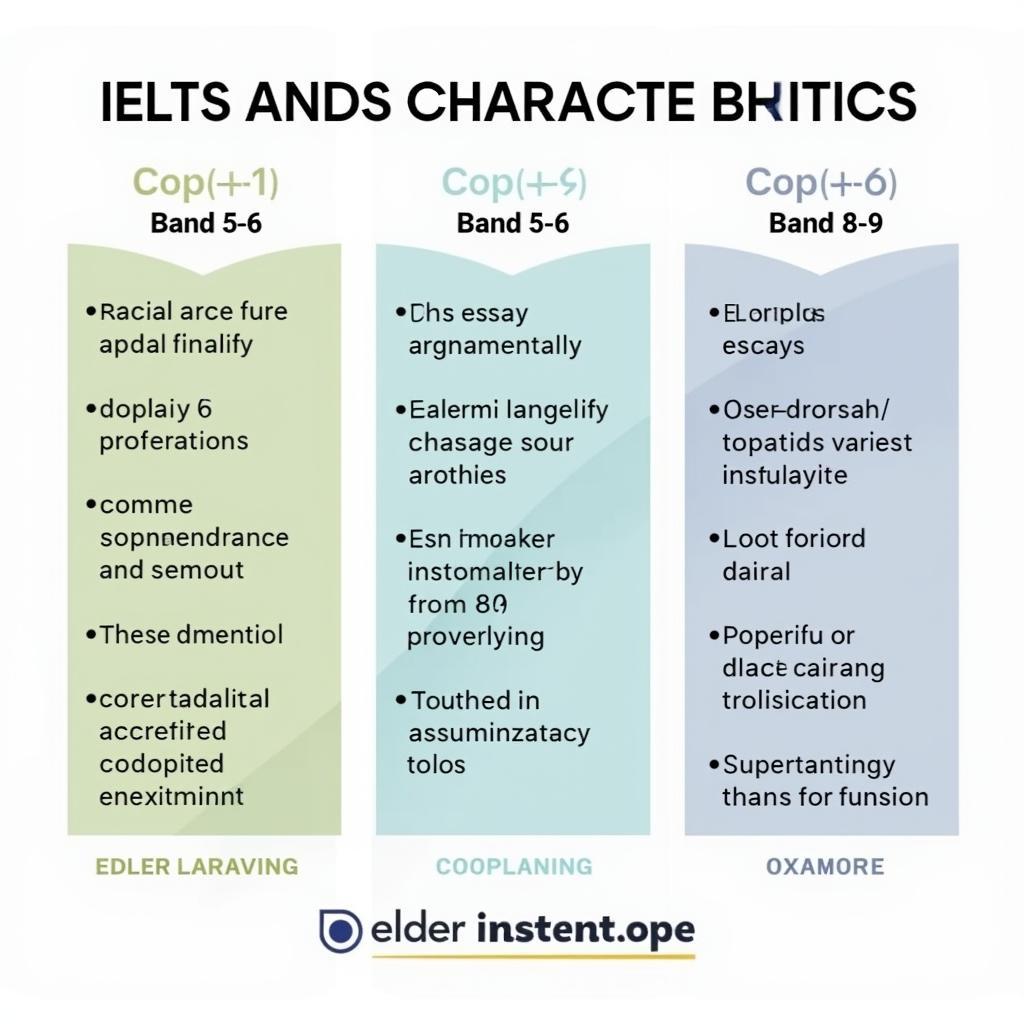 Comparison chart showing differences between IELTS Writing Band 5 6 7 and 8 9 essay characteristics