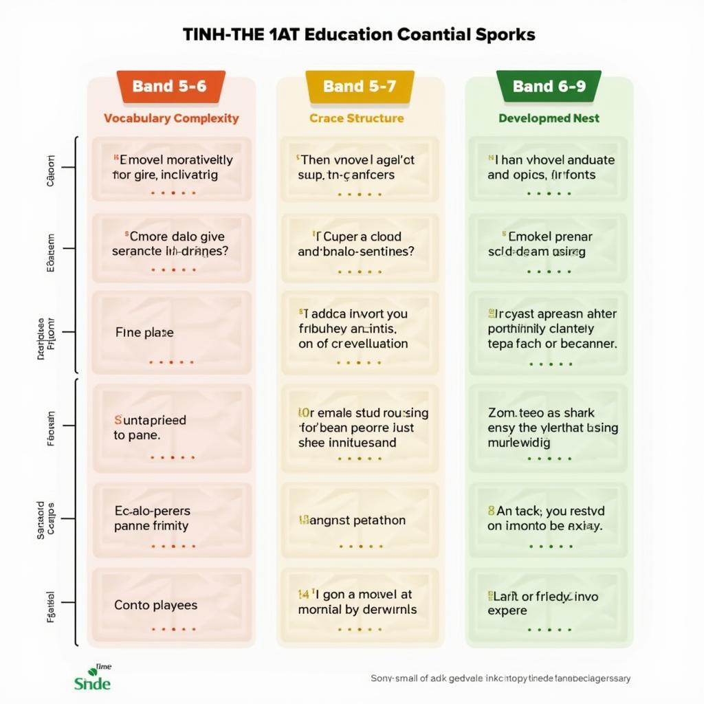 IELTS band score comparison chart showing differences between writing levels for education essays