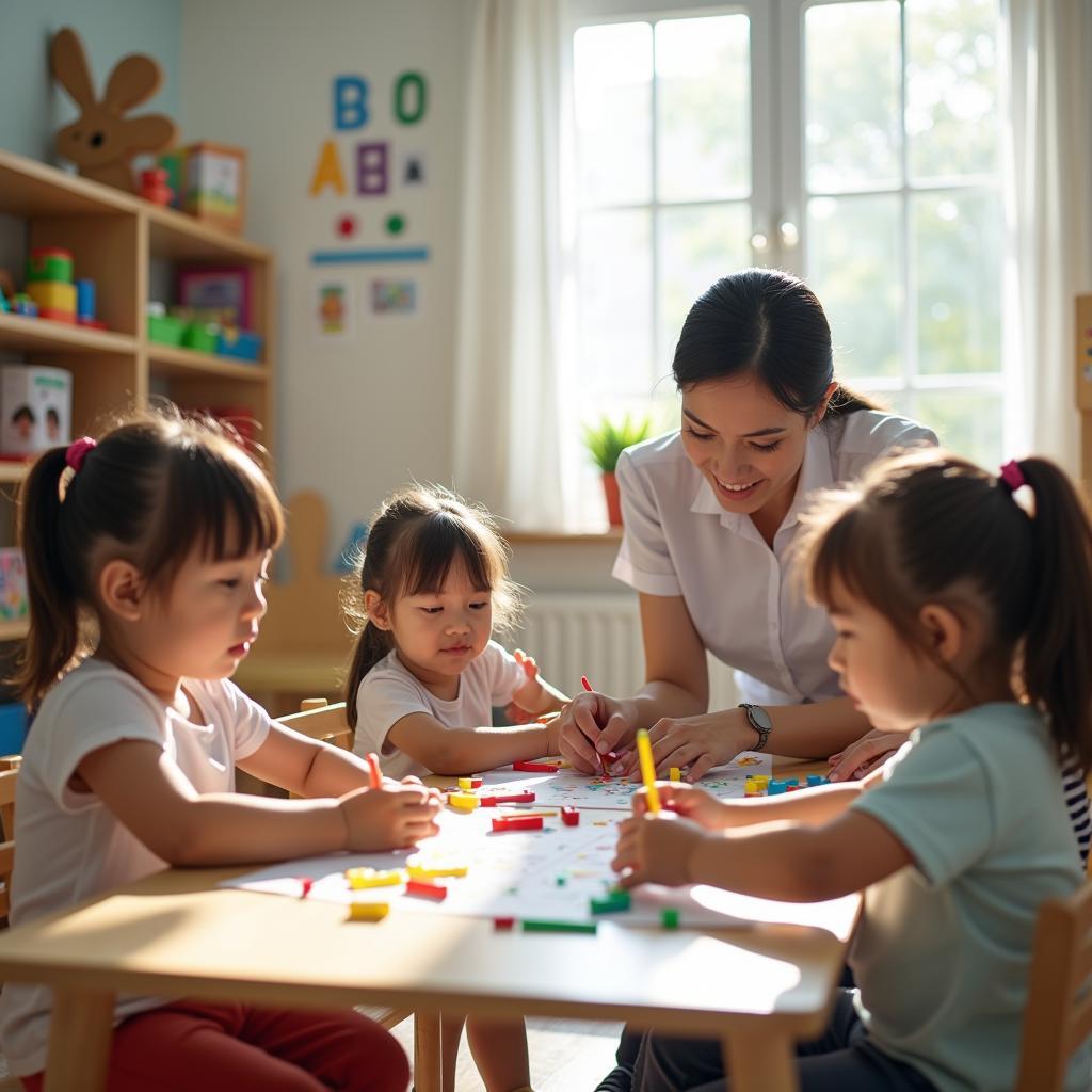 Professional childcare supporting children of working mothers in IELTS essay context