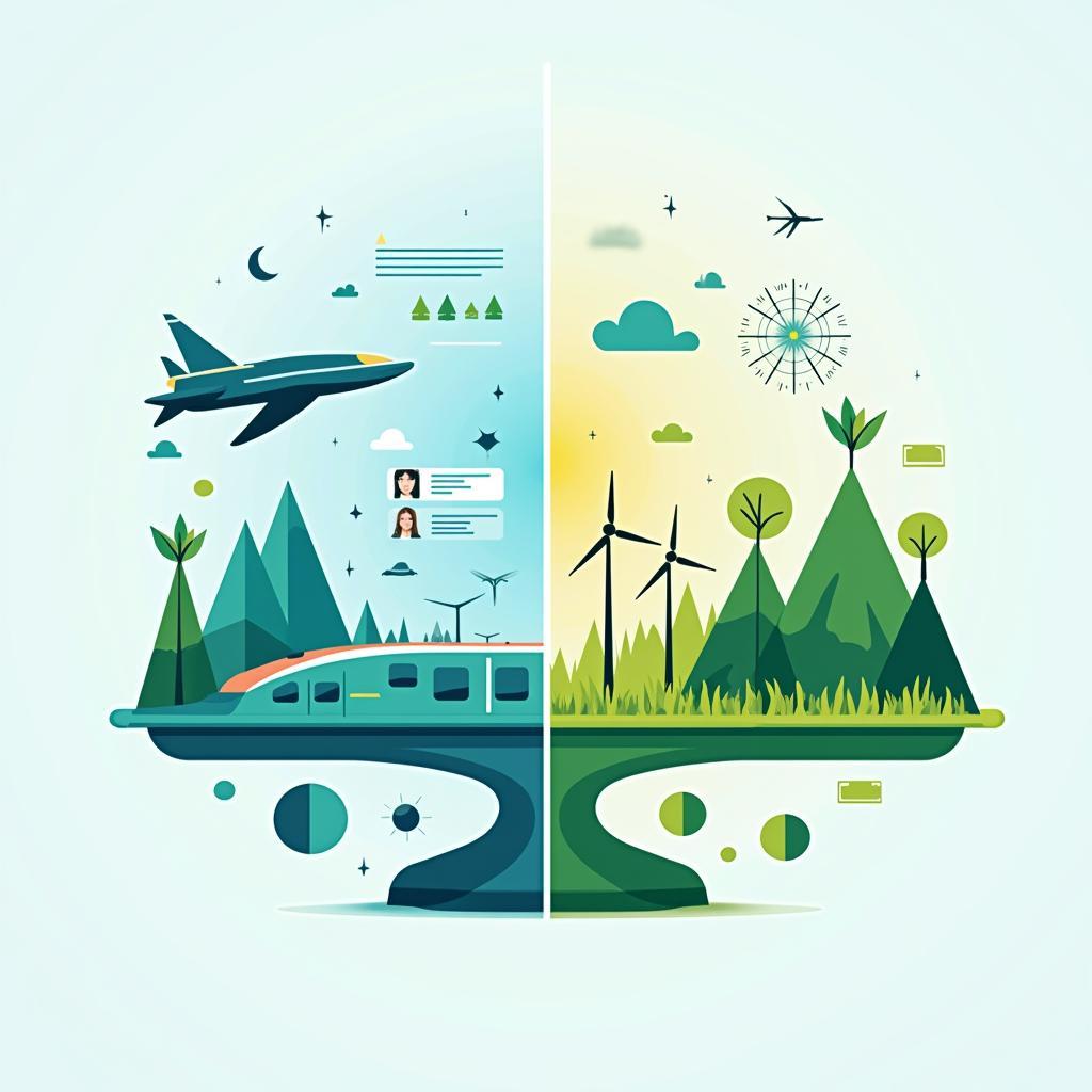 IELTS Writing Task 2 future of travel showing technology and environmental balance in modern transportation