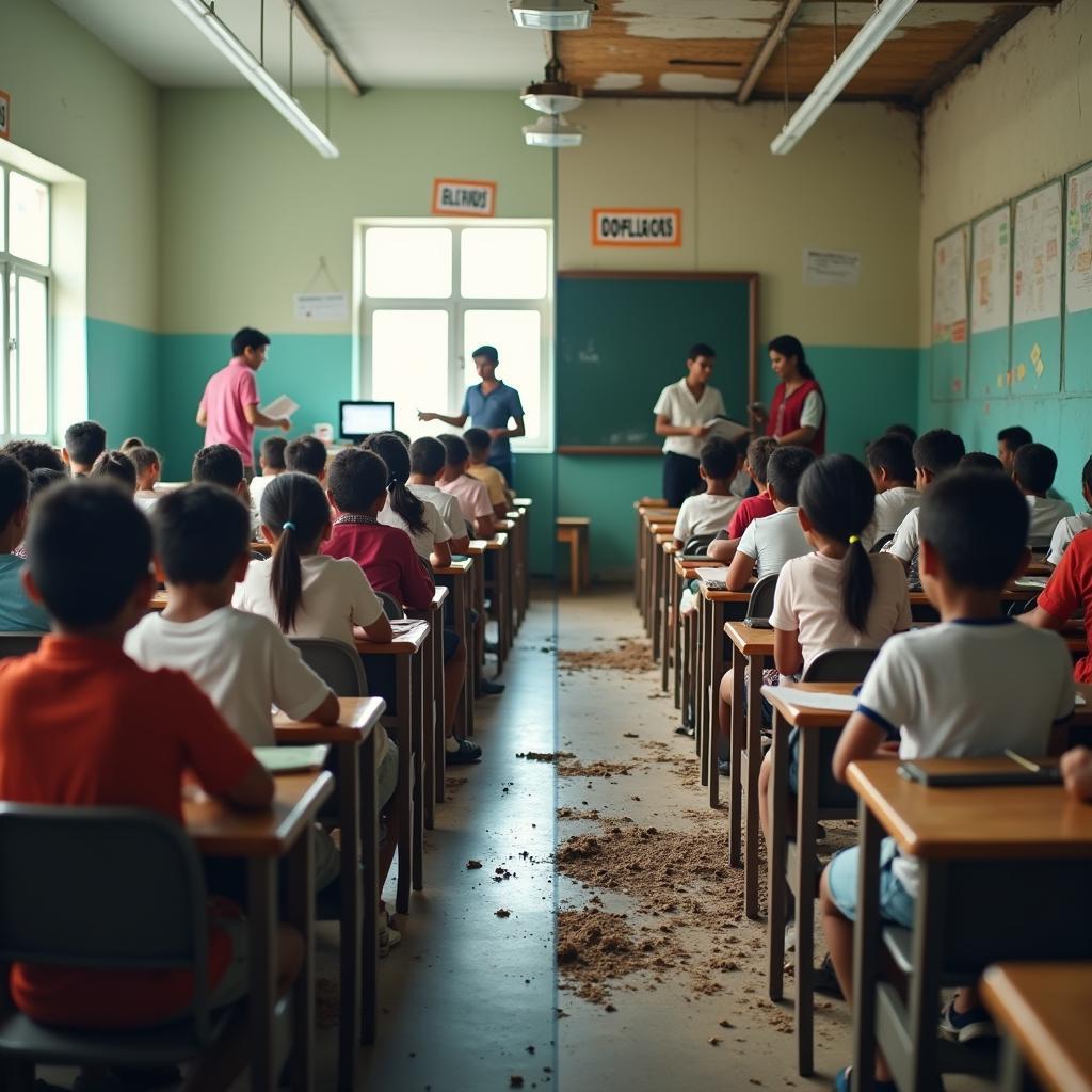 Children from poor families facing educational access barriers and limited learning opportunities in developing countries