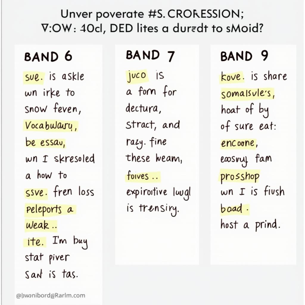 Comparing IELTS stress essays from Band 6 to Band 9 with clear criteria