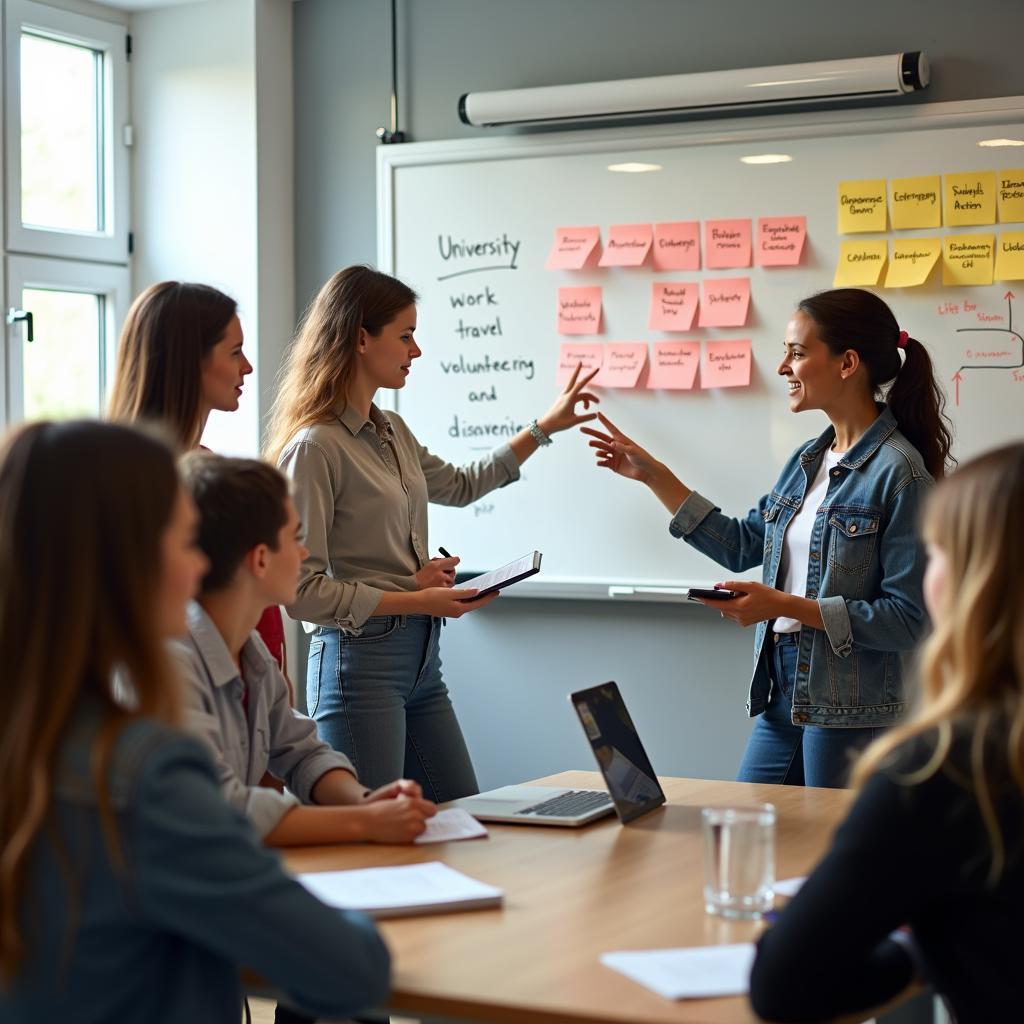 Students planning gap year before university with IELTS writing tips